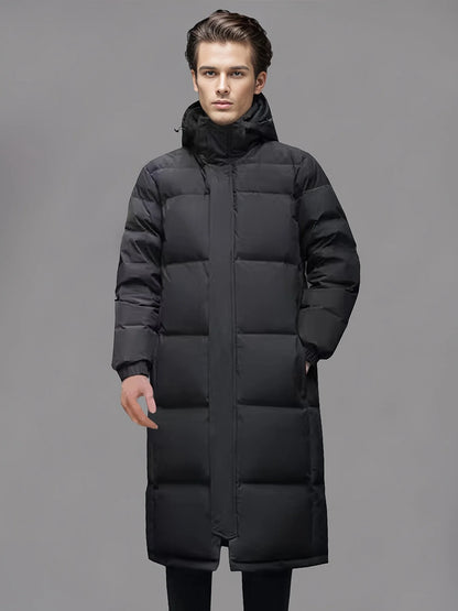 Tristan | Men's Puffer Coat Long Padded Hooded Windproof Insulated Warm Quilted Casual Everyday Cold-Weather Outerwear Winter