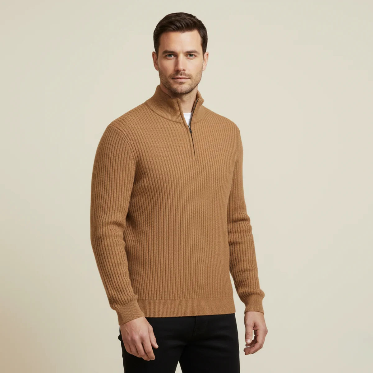 Jago | Men's Merino Wool Sweater Quarter-Zip Premium Soft Warm Refined Smart Casual Everyday Layering Autumn Winter Knitwear Cosy