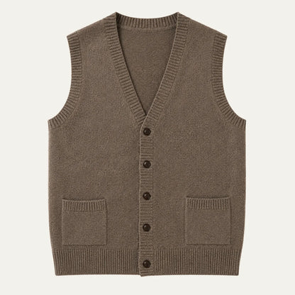 Magnus | Men's Knit Vest Button Front Sleeveless Soft Premium Layering Smart Casual Occasion Everyday Refined Autumn Winter