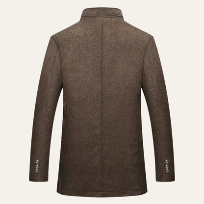 Abram | Men's Wool Coat Overcoat Classic Tailored Structured Longline Warm Premium Smart Formal Business Everyday Autumn Winter