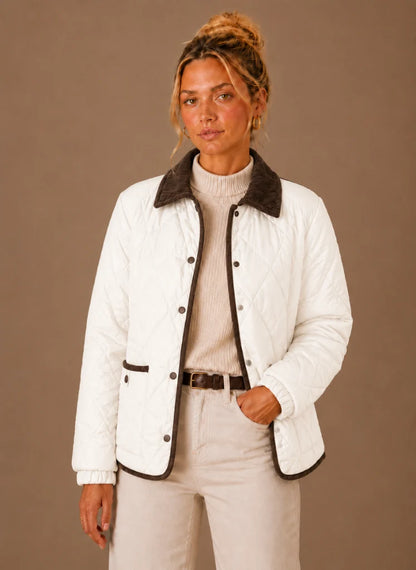 Kiara | Women's Puffer Jacket Quilted Corduroy Collar Diamond Quilt Lightweight Insulated Warm Countryside Casual Everyday Autumn