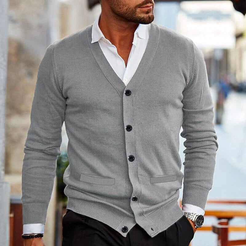 Alden | Men's Cardigan Button Front V-Neck Casual Knit Soft Refined Layering Smart Casual Everyday Autumn Winter Knitwear Warm