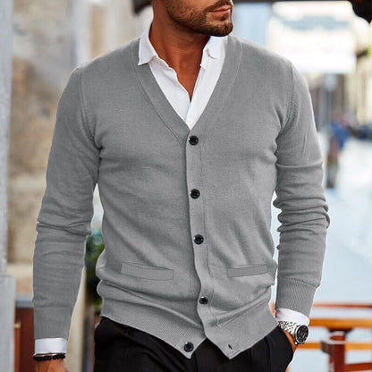 Alden | Men's Cardigan Button Front V-Neck Casual Knit Soft Refined Layering Smart Casual Everyday Autumn Winter Knitwear Warm