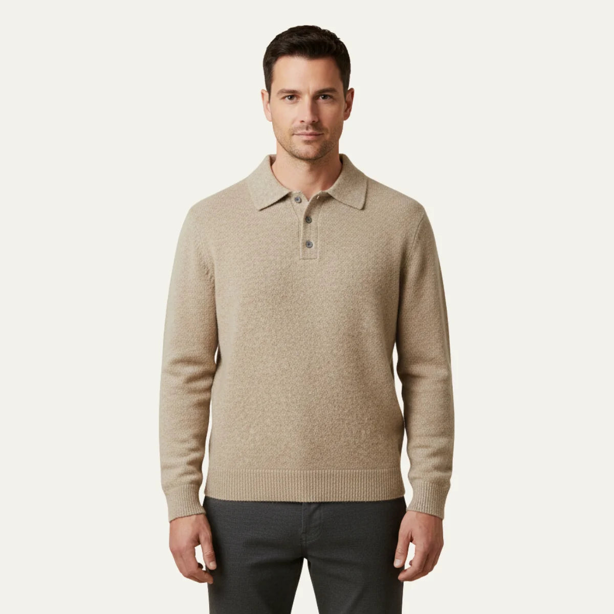 Edwin | Men's Polo Sweater Soft Knit Cashmere-Blend Modern Warm Refined Smart Casual Everyday Layering Autumn Winter Knitwear Cosy