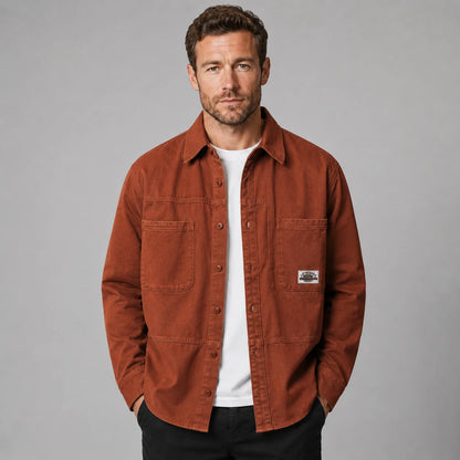 Lorenzo | Men's Overshirt Utility Multi-Pocket Cotton Button-Up Structured Warm Casual Everyday Layering Autumn Winter Versatile