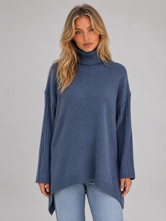 Remi | Women's Sweater Roll Neck Oversized Soft Knit Longline Relaxed Cosy Warm Layering Chic Feminine Casual Everyday Autumn