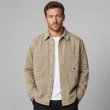 Lorenzo | Men's Overshirt Utility Multi-Pocket Cotton Button-Up Structured Warm Casual Everyday Layering Autumn Winter Versatile