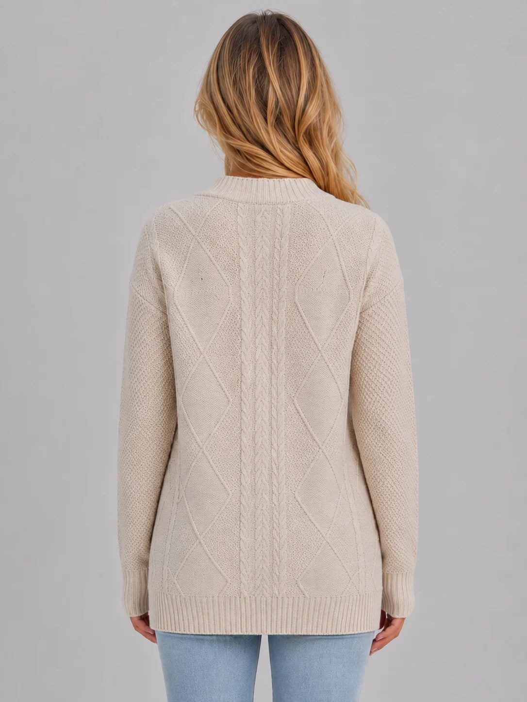 Rhea | Women's Cardigan Cable-Knit Soft V-Neck Button-Up Cosy Warm Relaxed Layering Chic Feminine Casual Everyday Autumn Winter