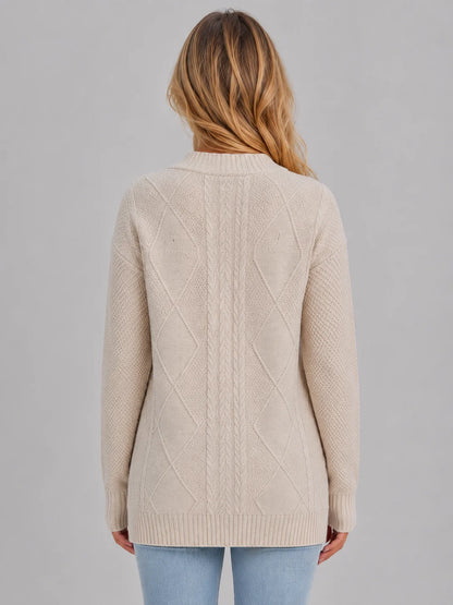 Rhea | Women's Cardigan Cable-Knit Soft V-Neck Button-Up Cosy Warm Relaxed Layering Chic Feminine Casual Everyday Autumn Winter