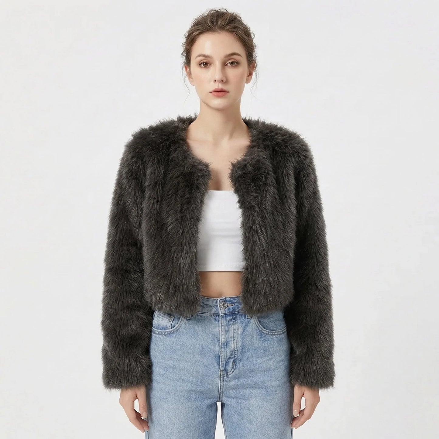 Lucille | Women's Jacket Luxe Faux Fur Soft Plush Warm Collared Statement Cosy Chic Feminine Occasion Everyday Autumn Winter