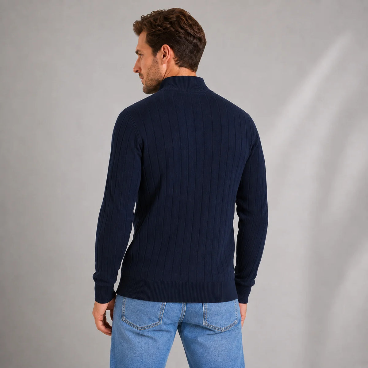 Lukas | Men's Sweater Quarter-Zip Ribbed Funnel Neck Knit Soft Warm Refined Smart Casual Everyday Layering Autumn Winter Knitwear