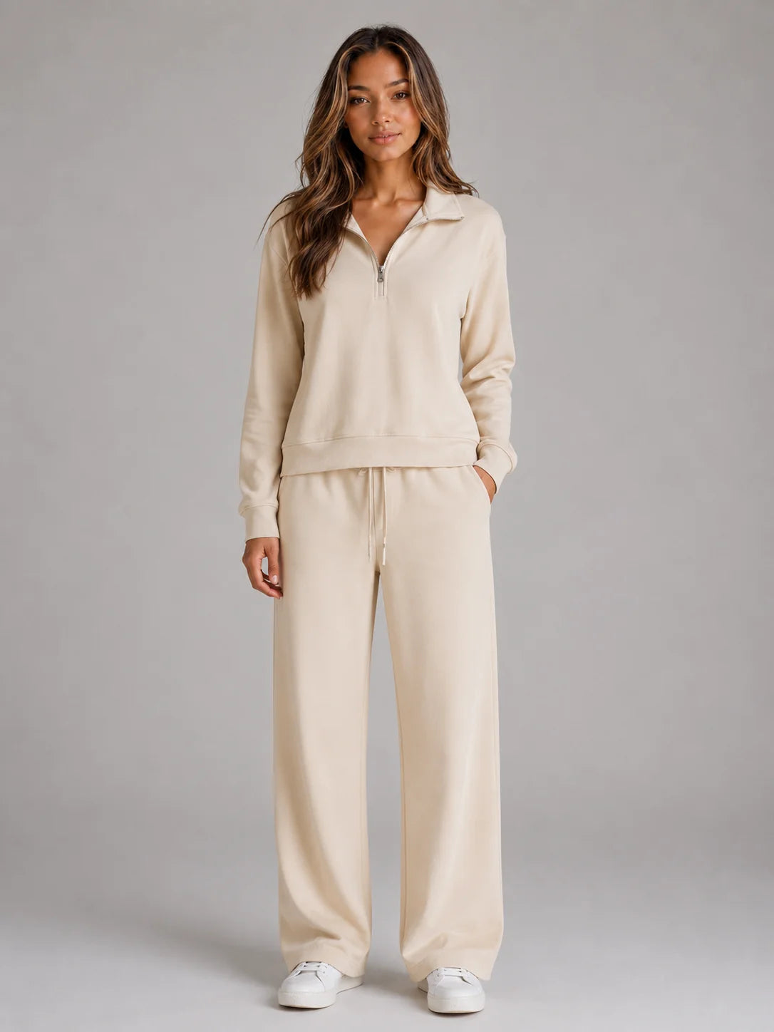 Pamela | Women's Lounge Set Half-Zip Relaxed Two-Piece Soft Cosy Warm Coordinated Comfort Loungewear Casual Everyday Autumn Winter