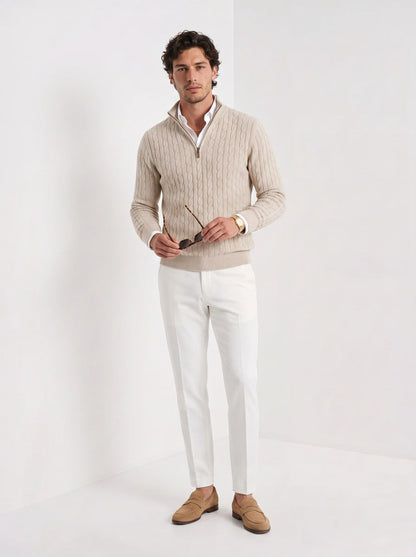 Atticus | Men's Sweater Premium Cotton Cable-Knit Chunky Textured Soft Warm Refined Smart Casual Everyday Layering Autumn Winter