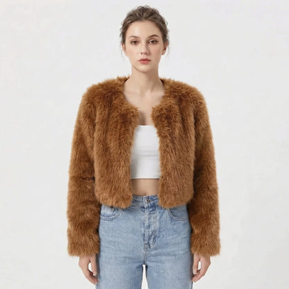 Lucille | Women's Jacket Luxe Faux Fur Soft Plush Warm Collared Statement Cosy Chic Feminine Occasion Everyday Autumn Winter