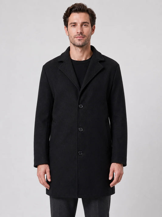 Bryan | Men's Overcoat Single-Breasted Tailored Smart Casual Structured Longline Warm Refined Business Everyday Autumn Winter