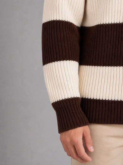 Bellamy | Men's Polo Sweater Striped Button Neck Ribbed Knit Soft Warm Refined Smart Casual Everyday Layering Autumn Winter