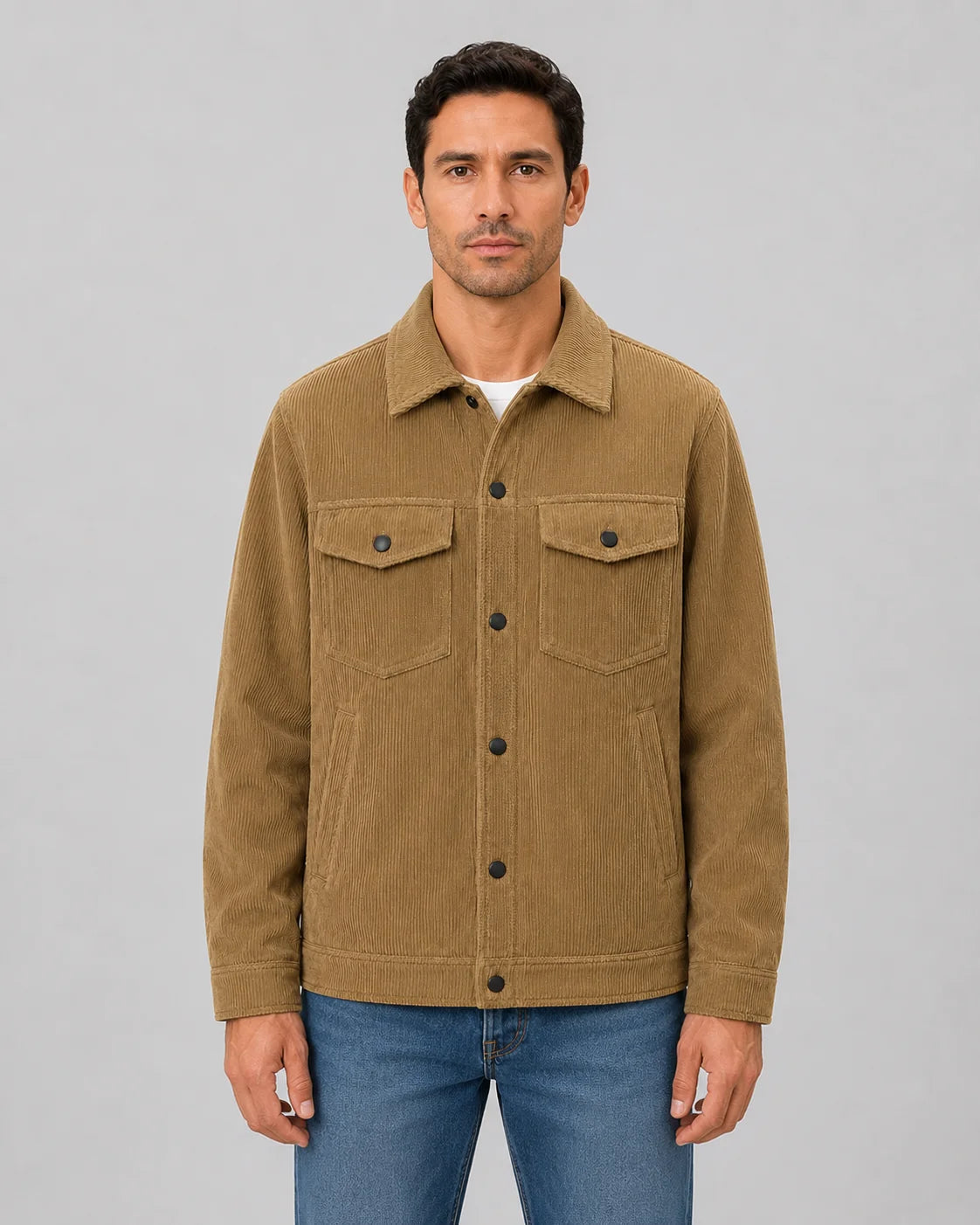 Bryant | Men's Overshirt Corduroy Cotton Button-Up Shirt Jacket Textured Warm Refined Smart Casual Everyday Layering Autumn Winter