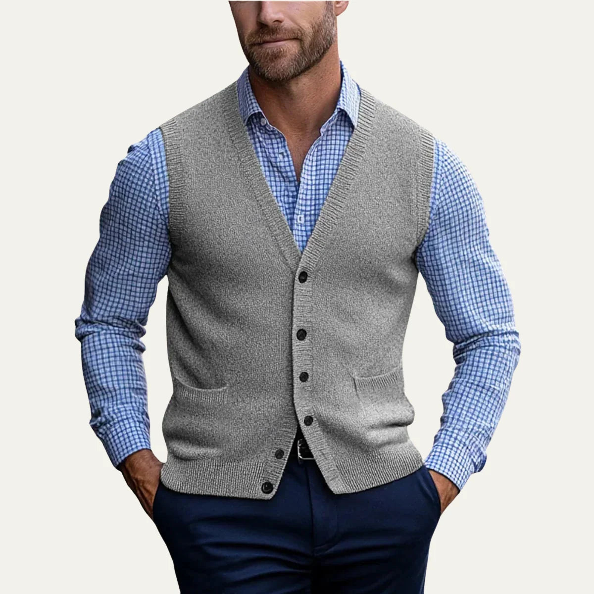 Magnus | Men's Knit Vest Button Front Sleeveless Soft Premium Layering Smart Casual Occasion Everyday Refined Autumn Winter
