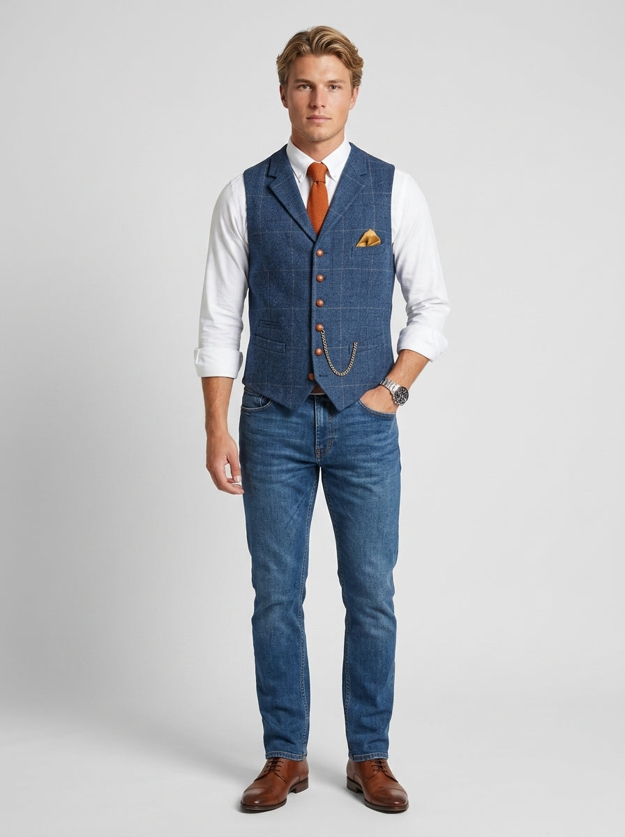 Samuel | Men's Gilet Vintage Style Lightweight Lined - Front [Lystr 6a73a2b9abc72c8d6084a199:front]