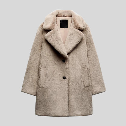 Oaklee | Women's Teddy Coat Textured Straight Cut Plush Sherpa Soft Cosy Warm Chic Feminine Casual Everyday Autumn Winter