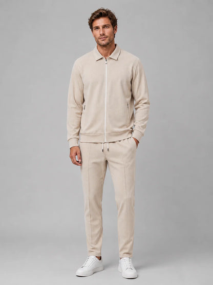 Amos | Men's Co-ord Set Zip Jacket Trousers Two-Piece Textured Smart Casual Coordinated Relaxed Refined Everyday Autumn Winter