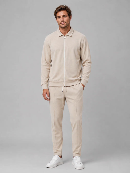 Amos | Men's Co-ord Set Zip Jacket Trousers Two-Piece Textured Smart Casual Coordinated Relaxed Refined Everyday Autumn Winter