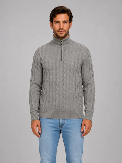 Brock | Men's Sweater Cable-Knit Quarter-Zip Funnel Neck Chunky Soft Warm Refined Smart Casual Everyday Layering Autumn Winter