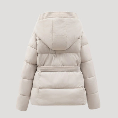 Saige | Women's Puffer Jacket Hooded Belted Padded Insulated Warm Quilted Casual Everyday Winter Outerwear Cosy Flattering