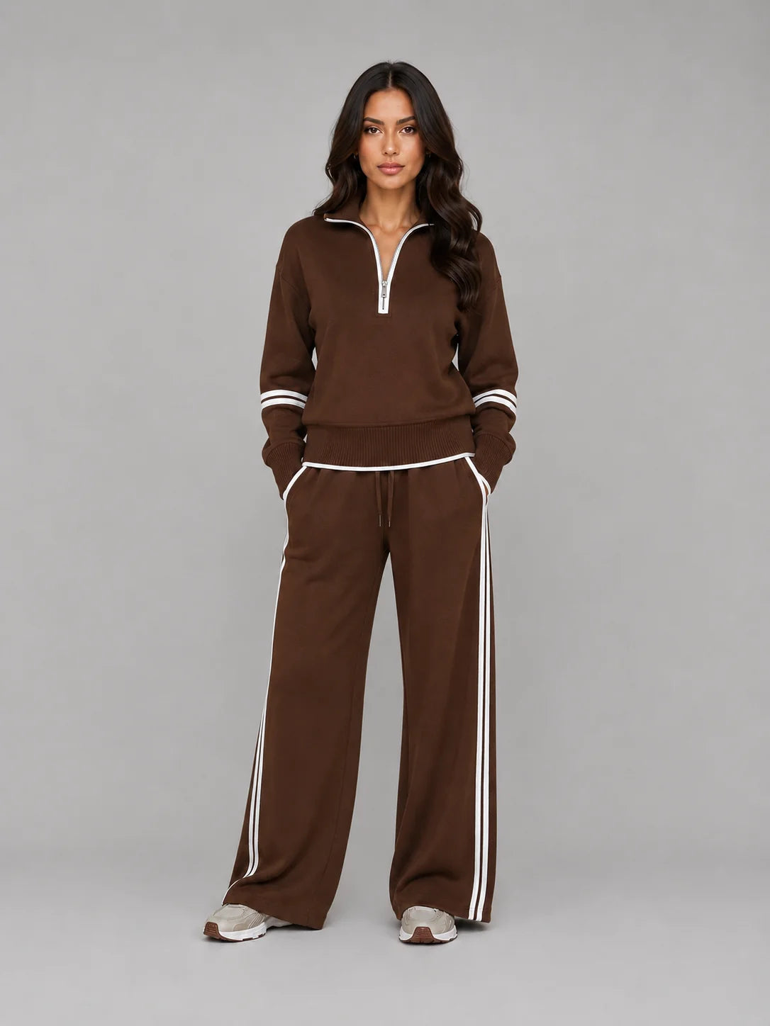 Rosalie | Women's Lounge Set Half-Zip Relaxed Wide-Leg Tracksuit Two-Piece Soft Cosy Warm Coordinated Comfort Loungewear Casual