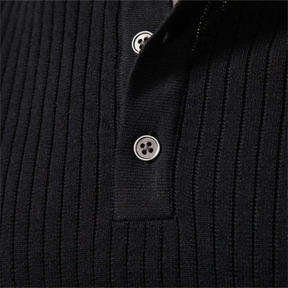 Percival | Men's Henley Sweater Ribbed Knit Textured Soft Warm Refined Smart Casual Everyday Layering Autumn Winter Knitwear Cosy