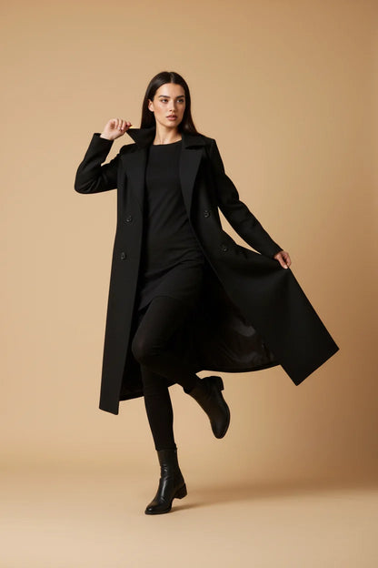 Keira | Women's Trench Coat Long Double-Breasted Plush-Lined Tailored Belted Warm Structured Smart Occasion Everyday Autumn Winter