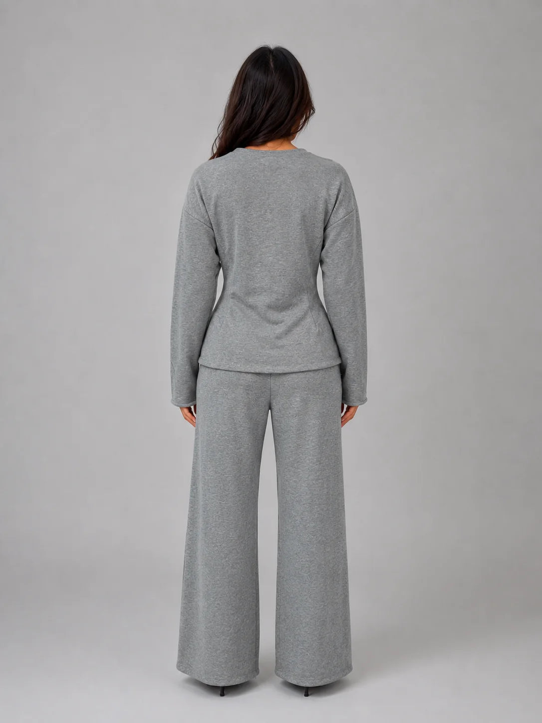 Londyn | Women's Lounge Set Fitted Top Wide-Leg Trousers Two-Piece Soft Cosy Coordinated Relaxed Comfort Warm Loungewear Everyday