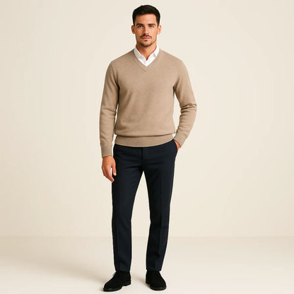 Benedict | Men's Wool Sweater Premium Soft Knit Warm Refined Timeless Smart Casual Everyday Layering Autumn Winter Knitwear Cosy