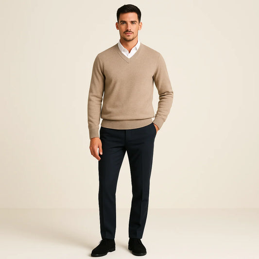 Benedict | Men's Wool Sweater Premium Soft Knit Warm Refined Timeless Smart Casual Everyday Layering Autumn Winter Knitwear Cosy