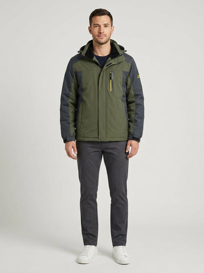 Alfie | Men's Jacket Full-Zip Hooded Fleece-Lined Outdoor Warm Insulated Zip-Through Casual Everyday Winter Outerwear - Front [Lystr 6a7ecaf0399bf9f70198b914:front]