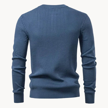 Percival | Men's Henley Sweater Ribbed Knit Textured Soft Warm Refined Smart Casual Everyday Layering Autumn Winter Knitwear Cosy