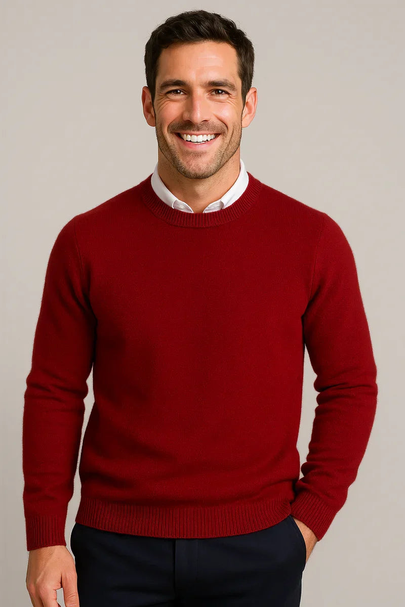 Leander | Men's Crew Neck Sweater Classic Soft Breathable Knit Warm Timeless Smart Casual Everyday Layering Autumn Winter Knitwear