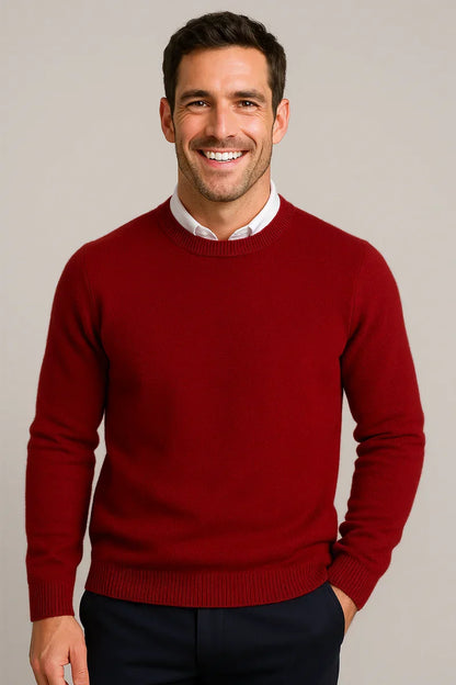 Leander | Men's Crew Neck Sweater Classic Soft Breathable Knit Warm Timeless Smart Casual Everyday Layering Autumn Winter Knitwear
