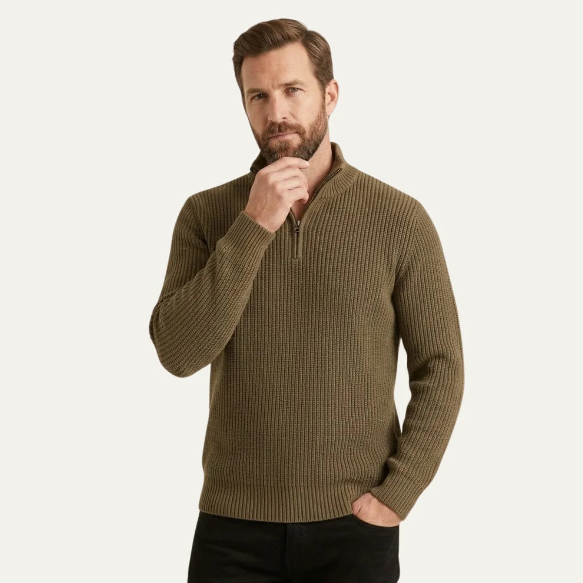 Hamish | Men's Merino Wool Sweater Half-Zip Pullover Premium Soft Warm Durable Smart Casual Everyday Layering Autumn Winter