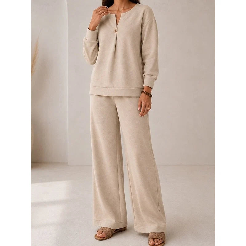 Kylie | Women's Lounge Set Relaxed Two-Piece Soft Knit Cosy Coordinated Comfort Warm Loungewear Casual Everyday Autumn Winter