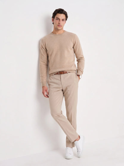Avi | Men's Sweater 100% Cashmere Round Neck Luxurious Soft Warm Premium Refined Smart Casual Everyday Layering Autumn Winter