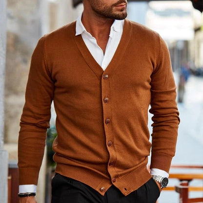Alden | Men's Cardigan Button Front V-Neck Casual Knit Soft Refined Layering Smart Casual Everyday Autumn Winter Knitwear Warm