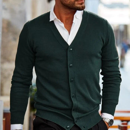 Alden | Men's Cardigan Button Front V-Neck Casual Knit Soft Refined Layering Smart Casual Everyday Autumn Winter Knitwear Warm