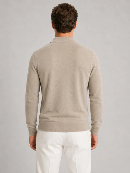 Braylen | Men's Polo Sweater Quarter-Zip Fine Knit Long-Sleeve Soft Warm Refined Smart Casual Everyday Layering Autumn Winter