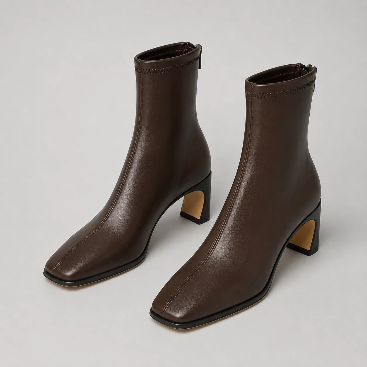 Wanda | Women's Ankle Boots Square Toe Block Heel Structured Sleek Modern Chic Casual Everyday Autumn Winter Footwear Statement