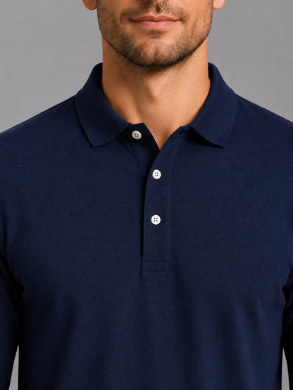Brent | Men's Polo Shirt Long-Sleeve Jersey Smart Casual Soft Cotton Refined Everyday Layering Autumn Winter Versatile Clean
