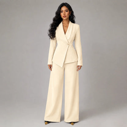 Teagan | Women's Co-ord Set Blazer Wide-Leg Trousers Two-Piece Tailored Structured Smart Occasion Office Coordinated Autumn Winter