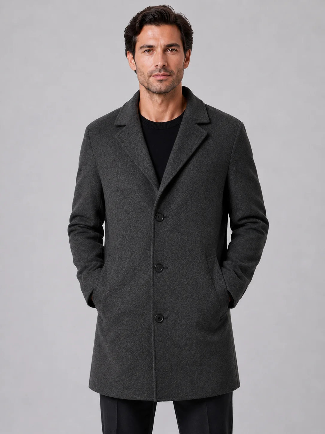 Bryan | Men's Overcoat Single-Breasted Tailored Smart Casual Structured Longline Warm Refined Business Everyday Autumn Winter