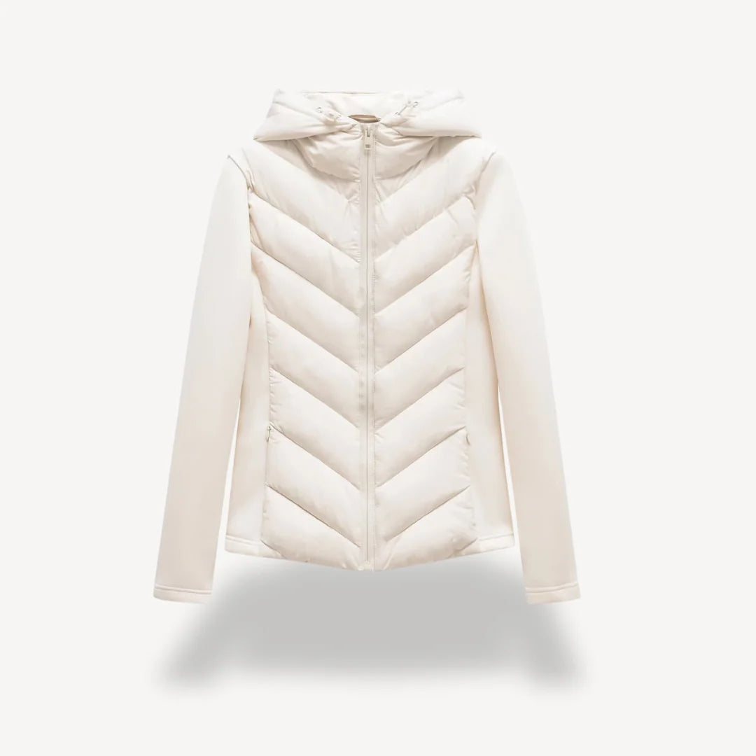 Selena | Women's Jacket Chevron Quilted Hooded Padded Insulated Warm Lightweight Casual Everyday Winter Outerwear Cosy Statement