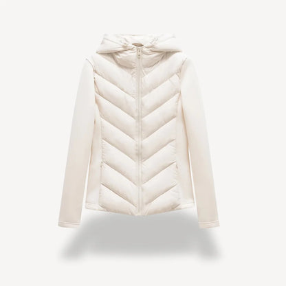 Selena | Women's Jacket Chevron Quilted Hooded Padded Insulated Warm Lightweight Casual Everyday Winter Outerwear Cosy Statement